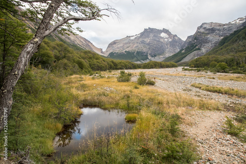 Glacial valley nearby Cerro Castillo mountain