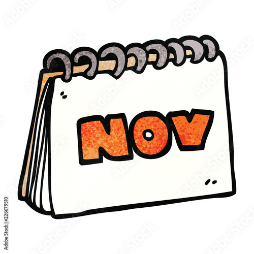 cartoon doodle calendar showing month of november
