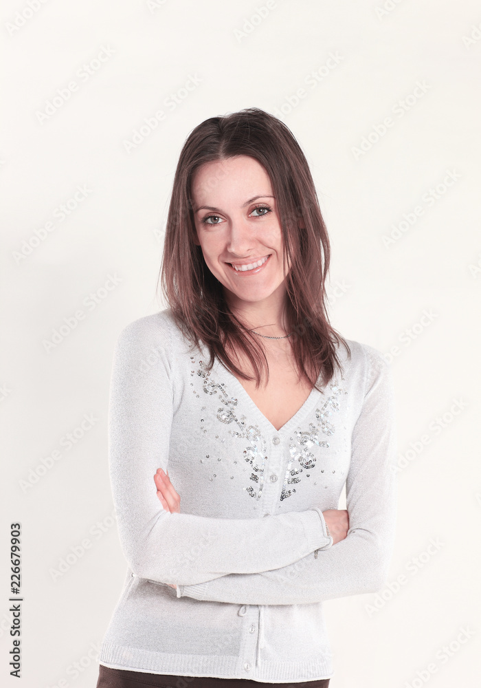 portrait of smiling business woman.isolated on white background .photo with copy space portrait of smiling business woman.isolated on white background .photo with copy space