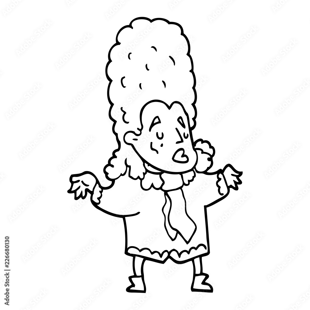 Fototapeta premium line drawing cartoon man in wig