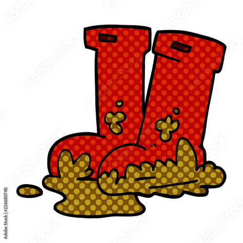 cartoon doodle muddy boots