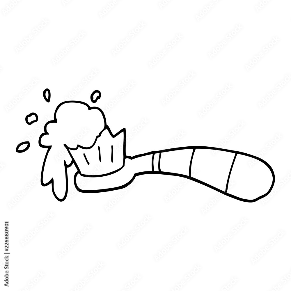 line drawing cartoon toothbrush and tooth paste Stock Vector | Adobe Stock