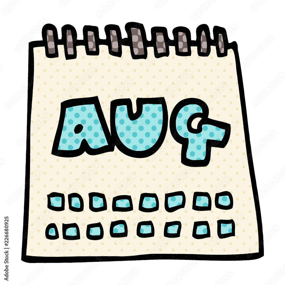 cartoon doodle calendar showing month of august Stock Vector | Adobe Stock