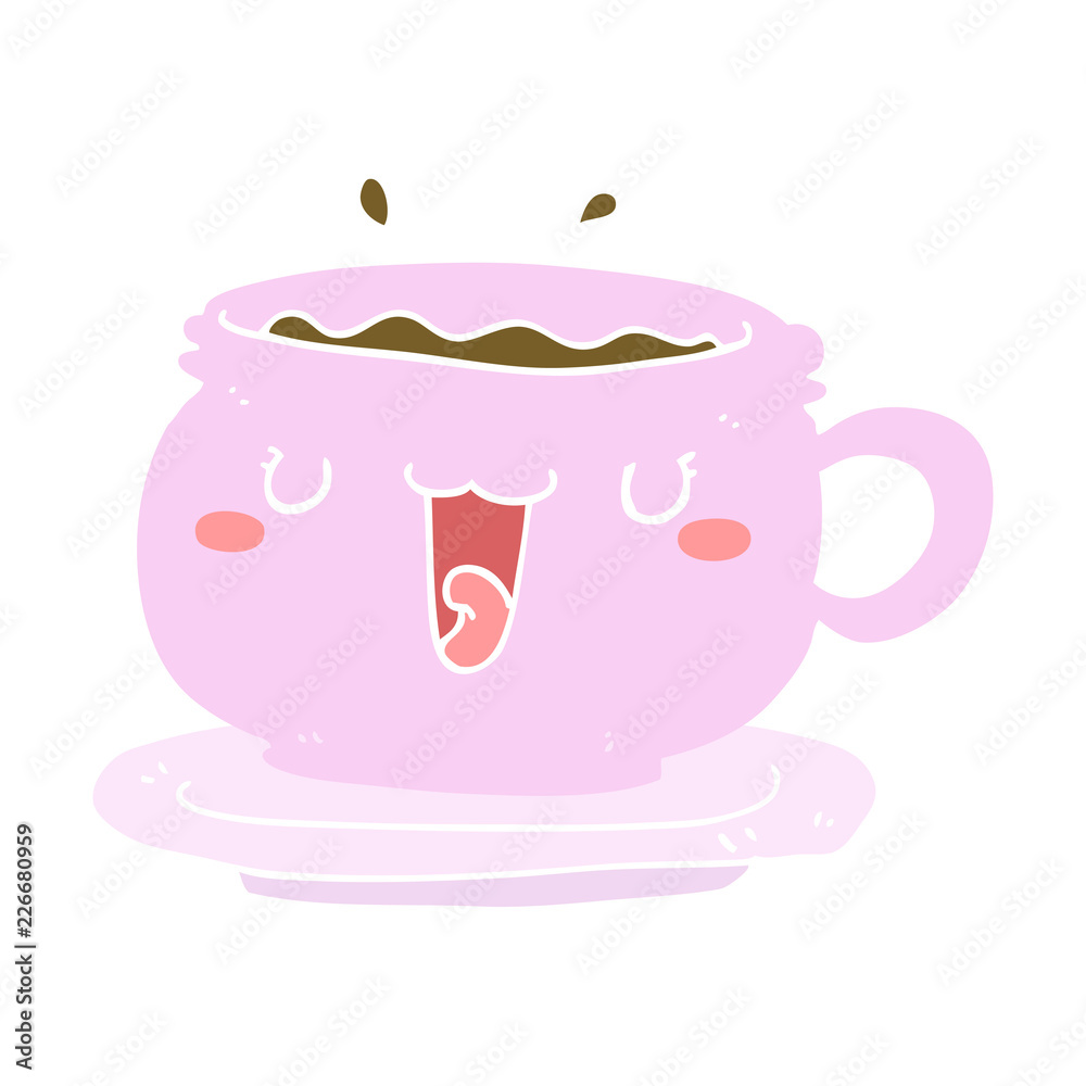 cute flat color style cartoon cup and saucer cute flat color style cartoon cup and saucer