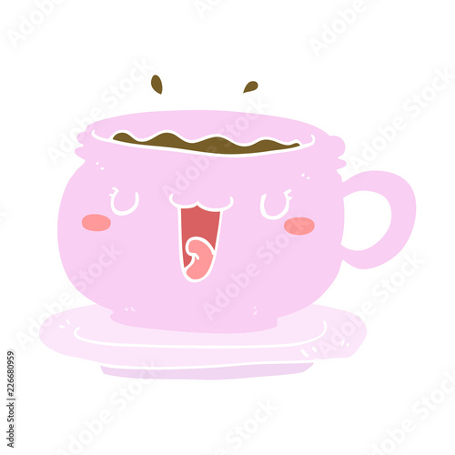 cute flat color style cartoon cup and saucer