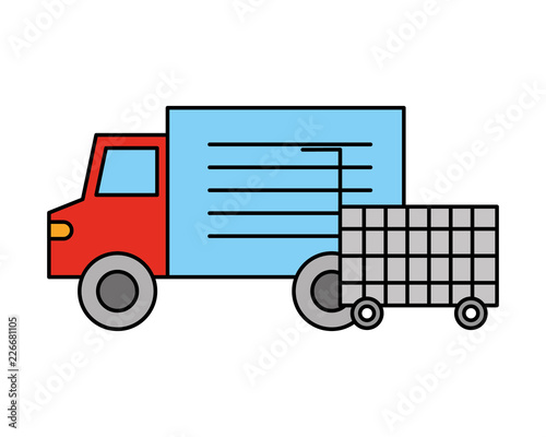 truck delivery and shopping cart supermarket