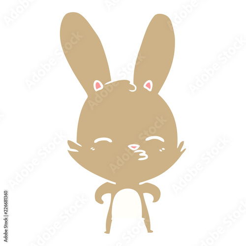 curious bunny flat color style cartoon