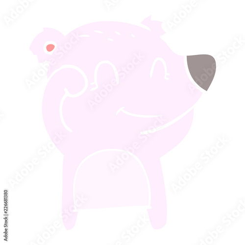 tired smiling bear flat color style cartoon