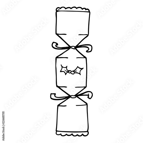 line drawing cartoon christmas cracker