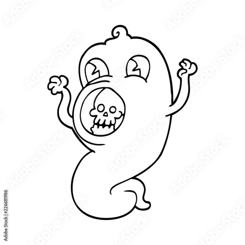 spooky line drawing cartoon ghost