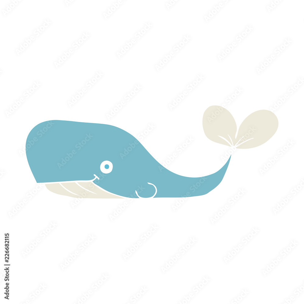 flat color illustration of a cartoon whale flat color illustration of a cartoon whale