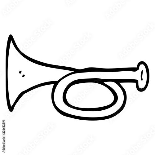 line drawing cartoon metal trumpet Stock Vector | Adobe Stock
