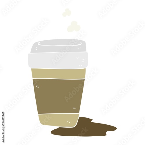 flat color illustration of a cartoon coffee cup