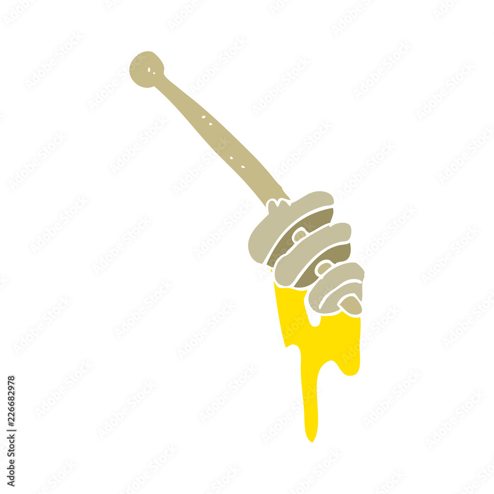 flat color illustration of a cartoon honey dipper