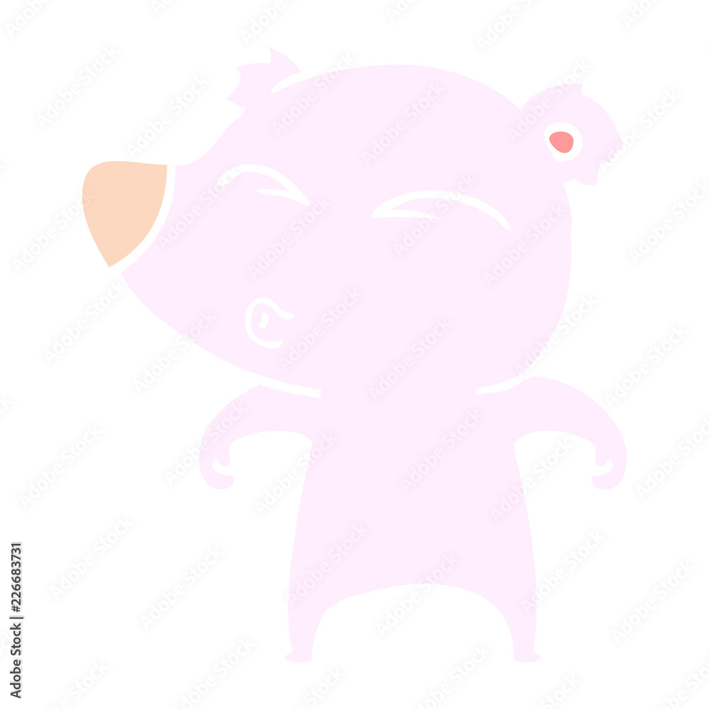 flat color style cartoon whistling bear flat color style cartoon whistling bear