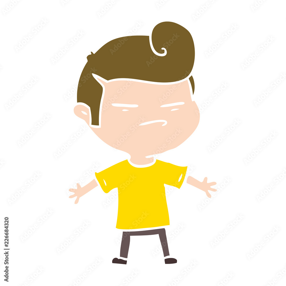 flat color style cartoon cool guy with fashion hair cut flat color style cartoon cool guy with fashion hair cut
