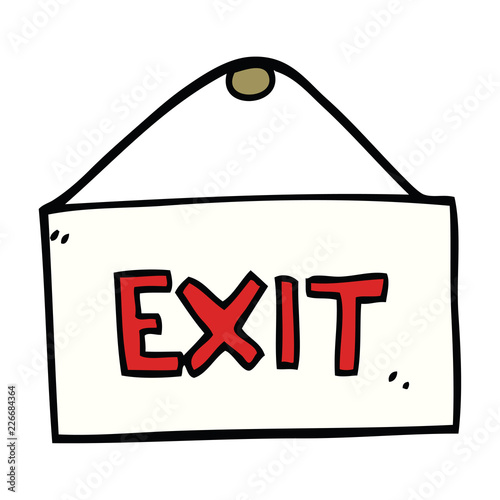 cartoon doodle exit sign