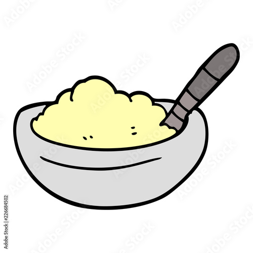 cartoon doodle bowl of mashed potato