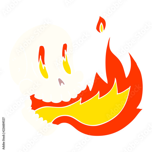cartoon doodle flaming skull