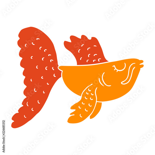flat color style cartoon chinese fighting fish