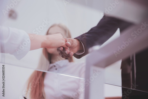 closeup.business handshake business women with the trading partner