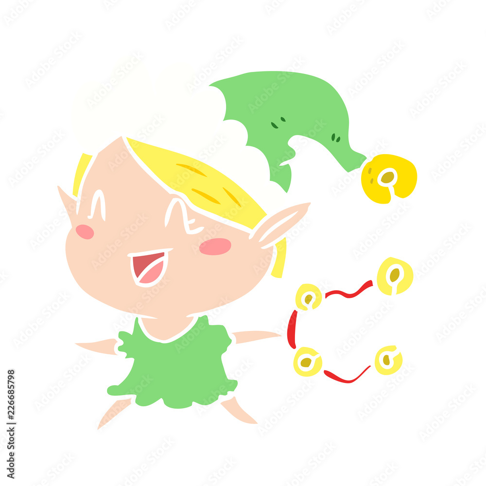 flat color style cartoon happy christmas elf flat color style cartoon happy christmas elf
