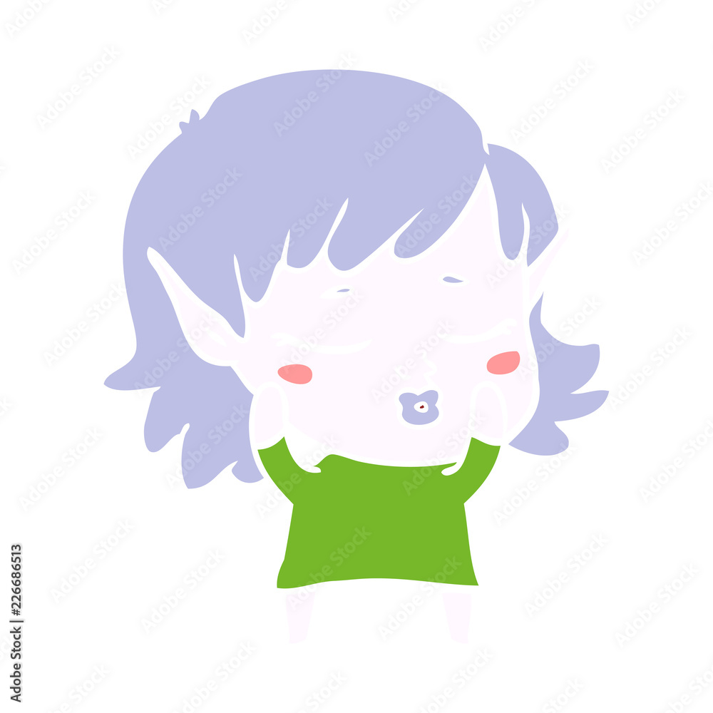 Obraz premium pretty flat color style cartoon elf girl