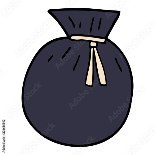cartoon doodle tied sack