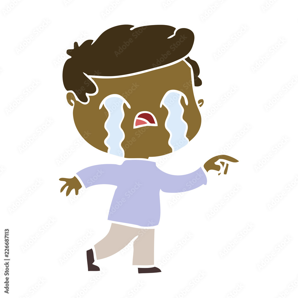 Fototapeta premium flat color style cartoon man crying