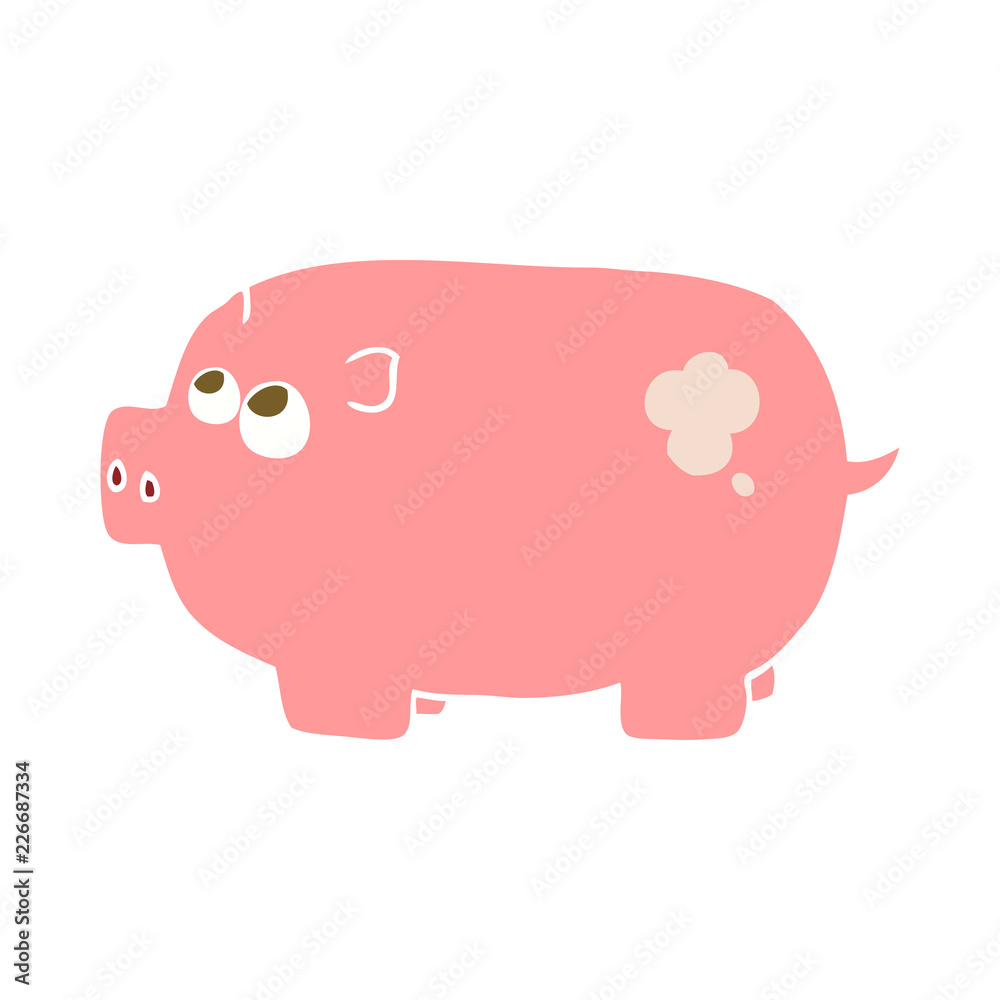 flat color illustration of a cartoon piggy bank flat color illustration of a cartoon piggy bank
