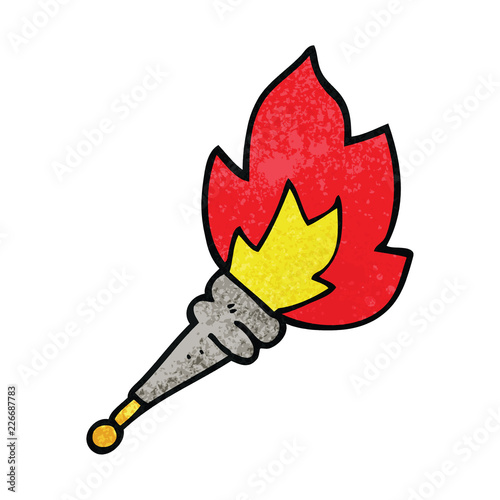 cartoon doodle flaming torch