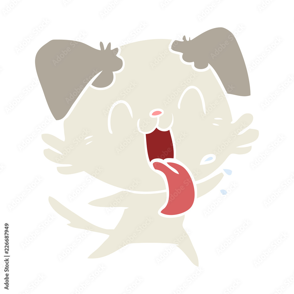 flat color style cartoon panting dog flat color style cartoon panting dog