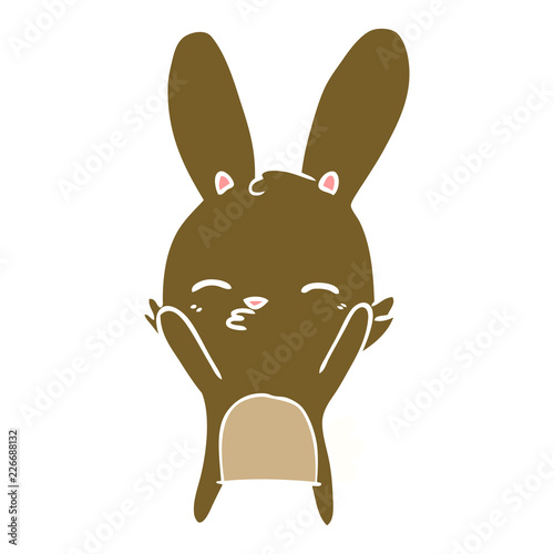 curious bunny flat color style cartoon