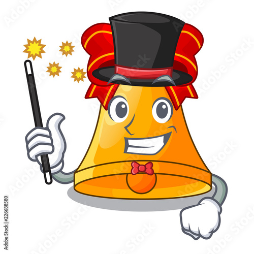 Magician golden christmas bell isolated on mascot