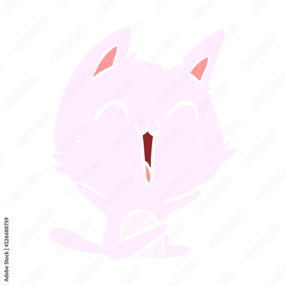 happy flat color style cartoon cat meowing happy flat color style cartoon cat meowing