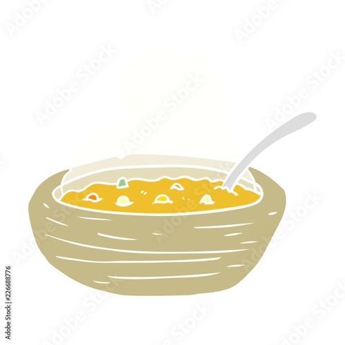 flat color style cartoon hot bowl of broth