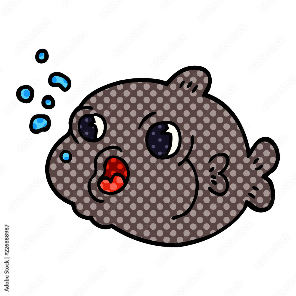 cartoon doodle fish blowing bubbles cartoon doodle fish blowing bubbles