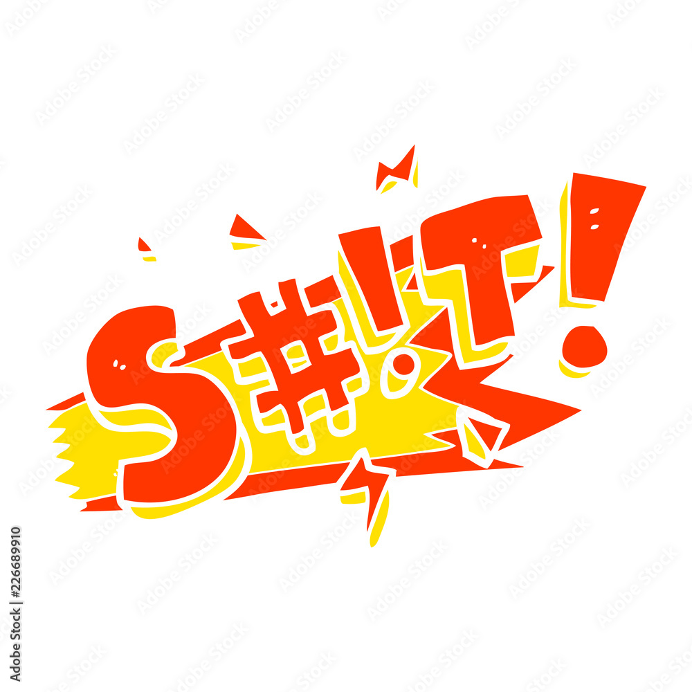 Fototapeta premium flat color illustration of a cartoon swearword