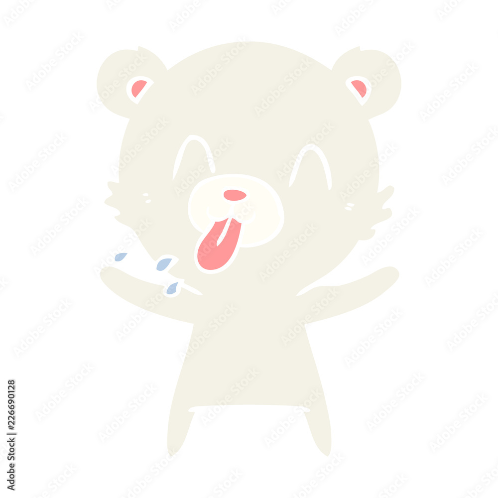 Obraz premium rude flat color style cartoon polar bear sticking out tongue
