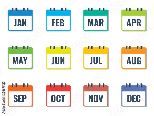 month name in calendar, colorful flat style vector illustration photo