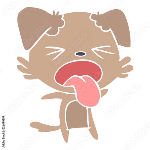 flat color style cartoon disgusted dog