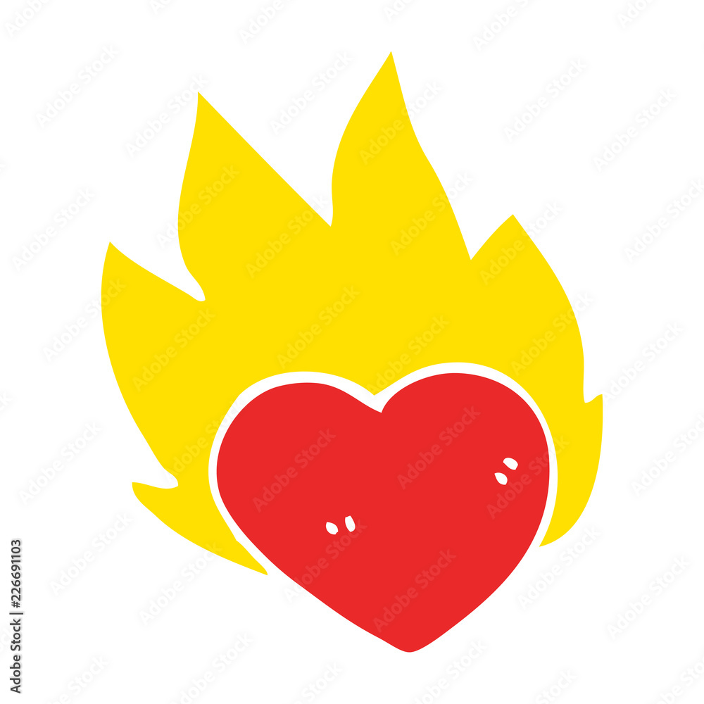 cartoon doodle flaming heart cartoon doodle flaming heart