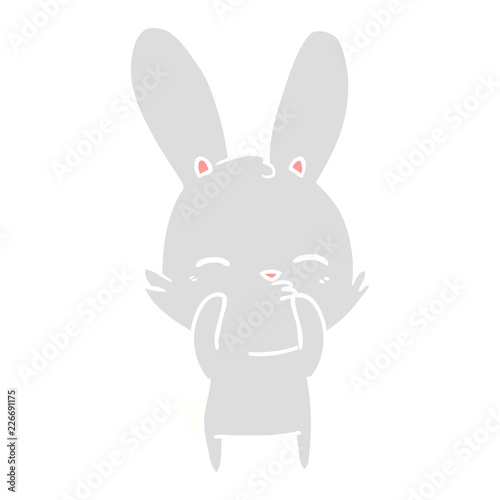 curious bunny flat color style cartoon