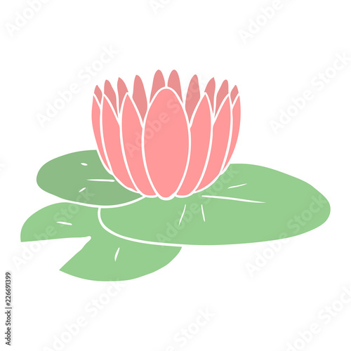 flat color style cartoon water lily