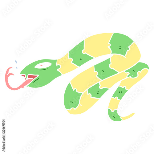 flat color style cartoon hissing snake