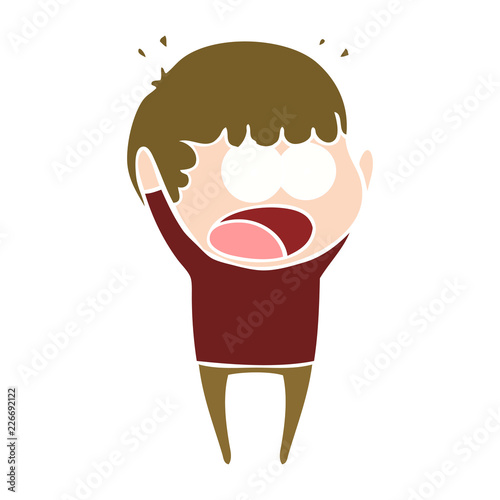 flat color style cartoon shocked man