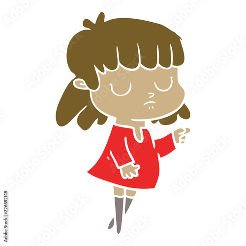 flat color style cartoon indifferent woman