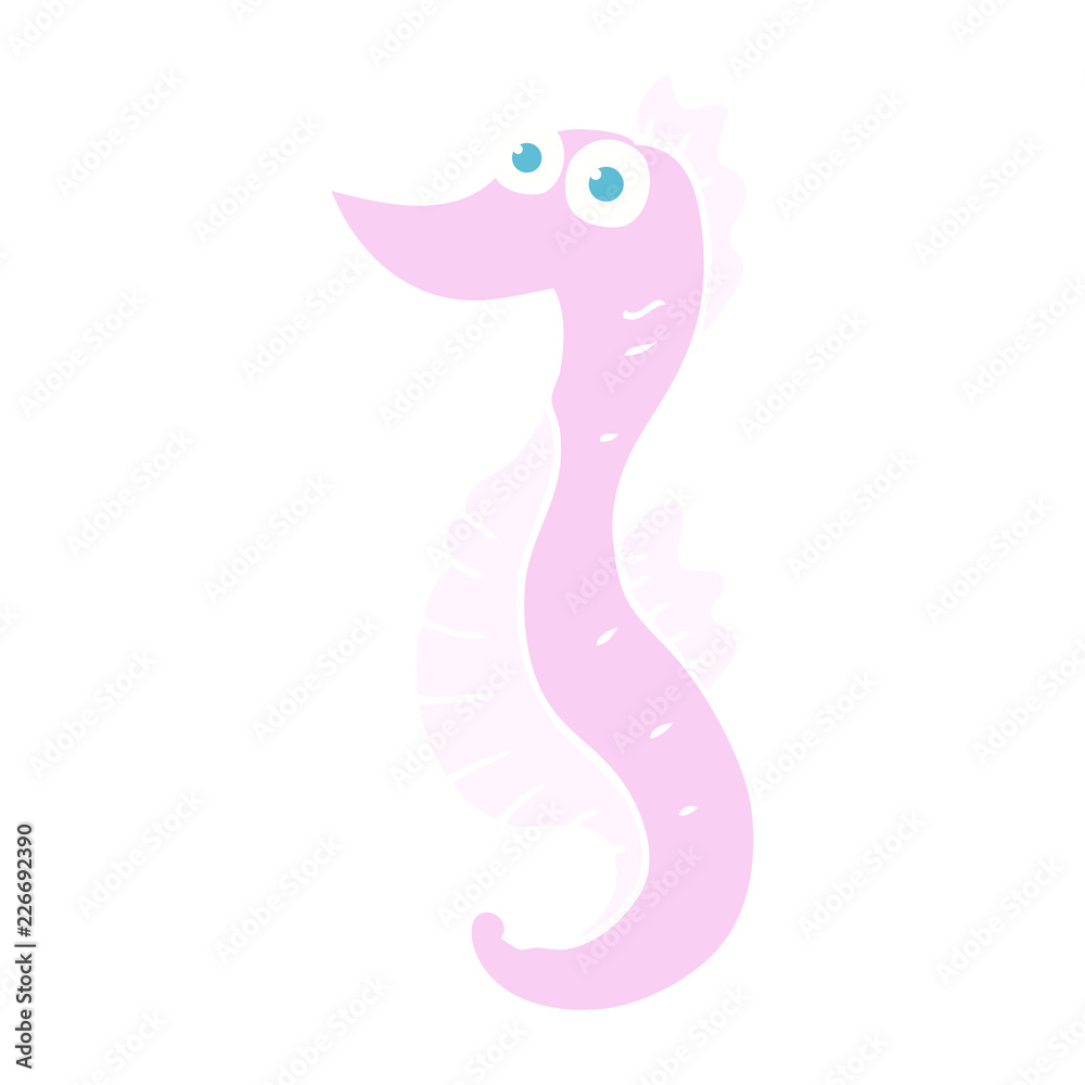 Fototapeta premium flat color illustration of a cartoon seahorse