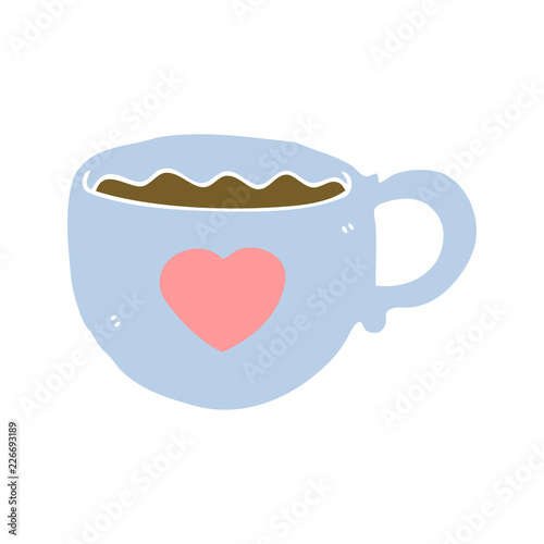 I love coffee flat color style cartoon cup