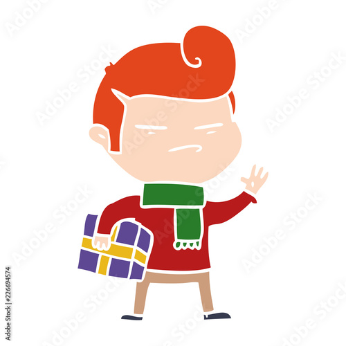 flat color style cartoon cool guy with fashion hair cut